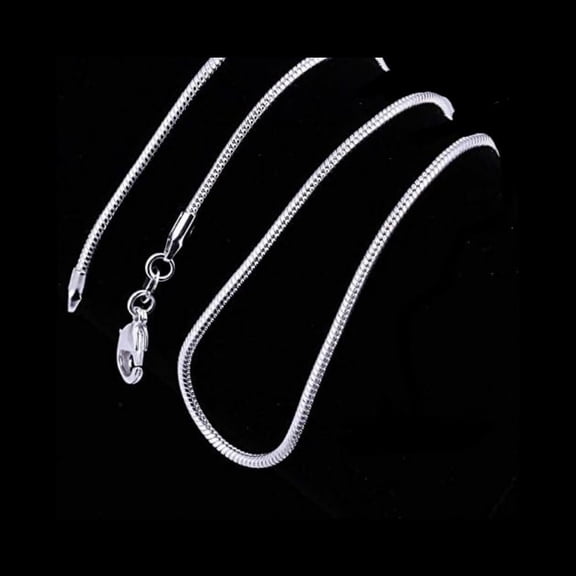 Brass Round Snake Chain Necklaces with Silver Color Lobster Claw Clasps Plated 18 inch 2mm