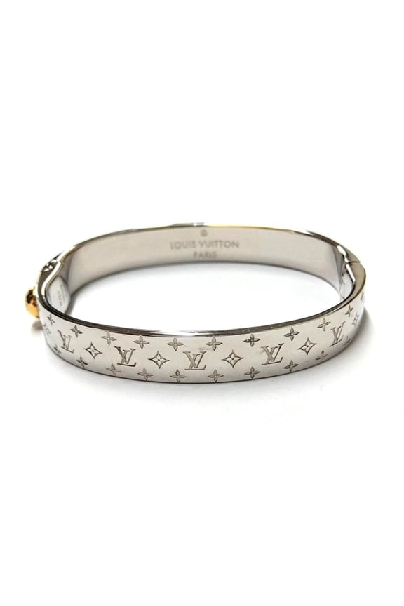 Pre-Owned Louis Vuitton Nanogram Cuff Bangle S GPg Silver M00249