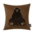 thumbnail image 2 of Phantoscope Corduroy Velvet Decorative Pillow, Brown Bear Patched Winter Series, 18" x 18", Brown, Pack of 1, 2 of 4