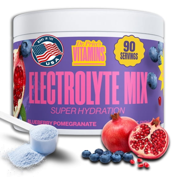 Dr. Price’s Electrolyte Mix – Blueberry Pomegranate Flavor, 90 Servings | Sugar-Free Hydration Powder with Trace Minerals | Gluten-Free, No Sugar