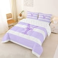 thumbnail image 2 of Erosebridal Glitter Print Letter Y Bow Full Size Comforter Sets for Girls, Purple Stripe Line Bedding Sets, Reversible, 3-Piece, 2 of 6