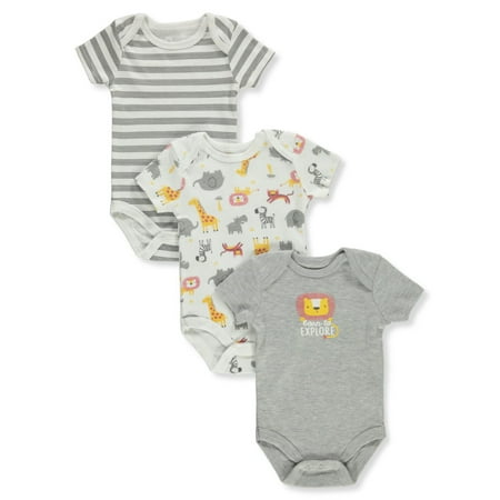

Baby Views Baby Boys 3-Pack Jungle Bodysuits - gray multi 3 - 6 months (Newborn)