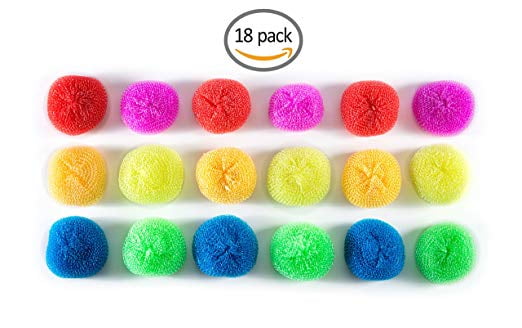 Pack of 24 Assorted Colors Round Nylon Dish Scouring Pads Mesh Scourers 