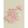 thumbnail image 4 of Suealasg 2pcs Baby Girl Clothes Sets 3M 6M 12M 18M Infant Girls Summer Birthday Party Romper Dress Sleeveless Bow Front Smocked Bodysuit+Headband, 4 of 8
