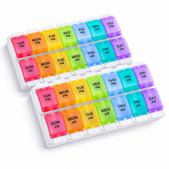 Xuet Weekly Pill Organizer, 2-Times-A-Day Detachable 7-Day Pill Box