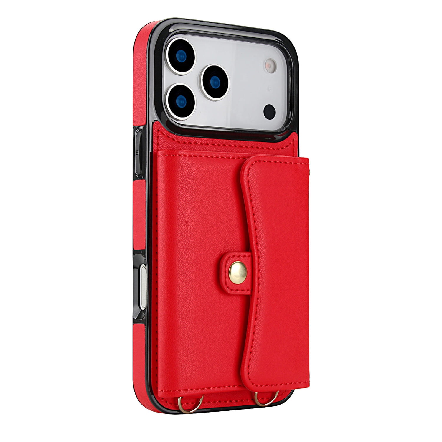 8-Card Holder Case with Crossbody Strap for iPhone 17 Pro - Red
