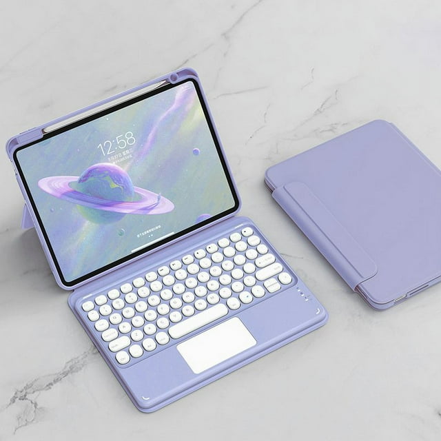 Étui Clavier Support Intelligent Étui Couverture Tablette Couverture Clavier Folio Étui Clavier pour IPad Air IPad Pro Tablette Violet