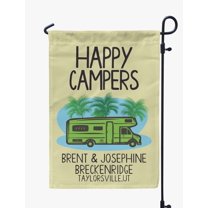 Printtoo Tan Happy Campers Class C Motorhome Personalized Camping Flags For Campers Double SidedFlagCampsiteFlagOutdoor Garden Sign