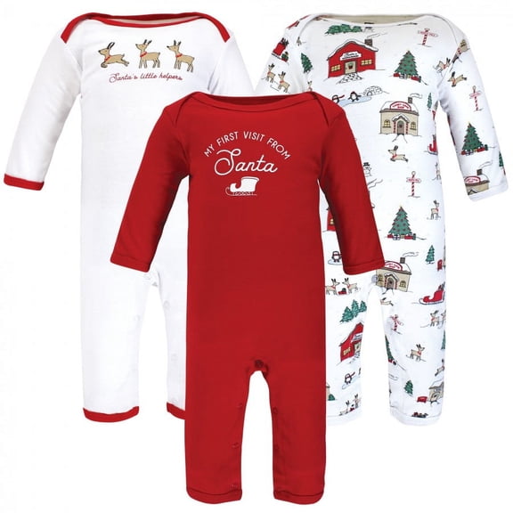Hudson Baby Unisex Baby Cotton Coveralls, North Pole, 0-3 Months