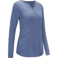 thumbnail image 2 of Blusa de manga larga/corta para mujer con botones y cuello en V, 2 of 3