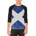thumbnail image 1 of Scottish Flag Distressed Grunge Scotland Mens Raglan T Shirt White-Black X-LG, 1 of 2