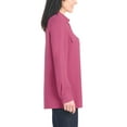 thumbnail image 3 of Hilary Radley Women's Roll Tab Sleeve Blouse, Button Down, Long Sleeve, Crinkle Top with Chest Pockets (US, Alpha, Medium, Regular, Regular, Dark Pink), 3 of 7