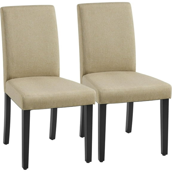 Dining Chairs Set of 2 Fabric Upholstered Parson Kitchen Chairs with Padded Seat and Solid Wood Legs for Dining Room/Restaurant, Khaki