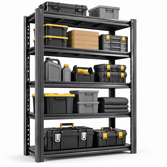IKIMI 72"H 5-Tier Metal Garage Shelving, 2500Lbs Heavy Duty Adjustable Garage Storage Shelves for Home, Garage, Basement, 72"H x 36"W x 16"D