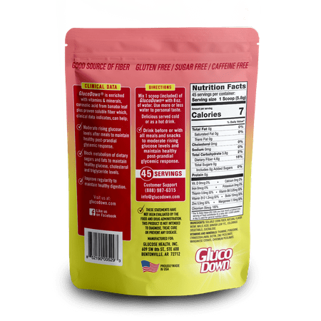 GlucoDown, Maintains Healthy Blood Sugar, Delicious Strawberry Banana, 45-Servings.