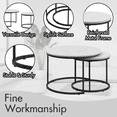 thumbnail image 4 of Gzxs Nesting Coffee Table Set of 2, 27.56" Round Coffee Table, White Marble Top with Black Metal Base, Industrial End Table Side Tables for Living Room Bedroom Balcony Yard, 4 of 7