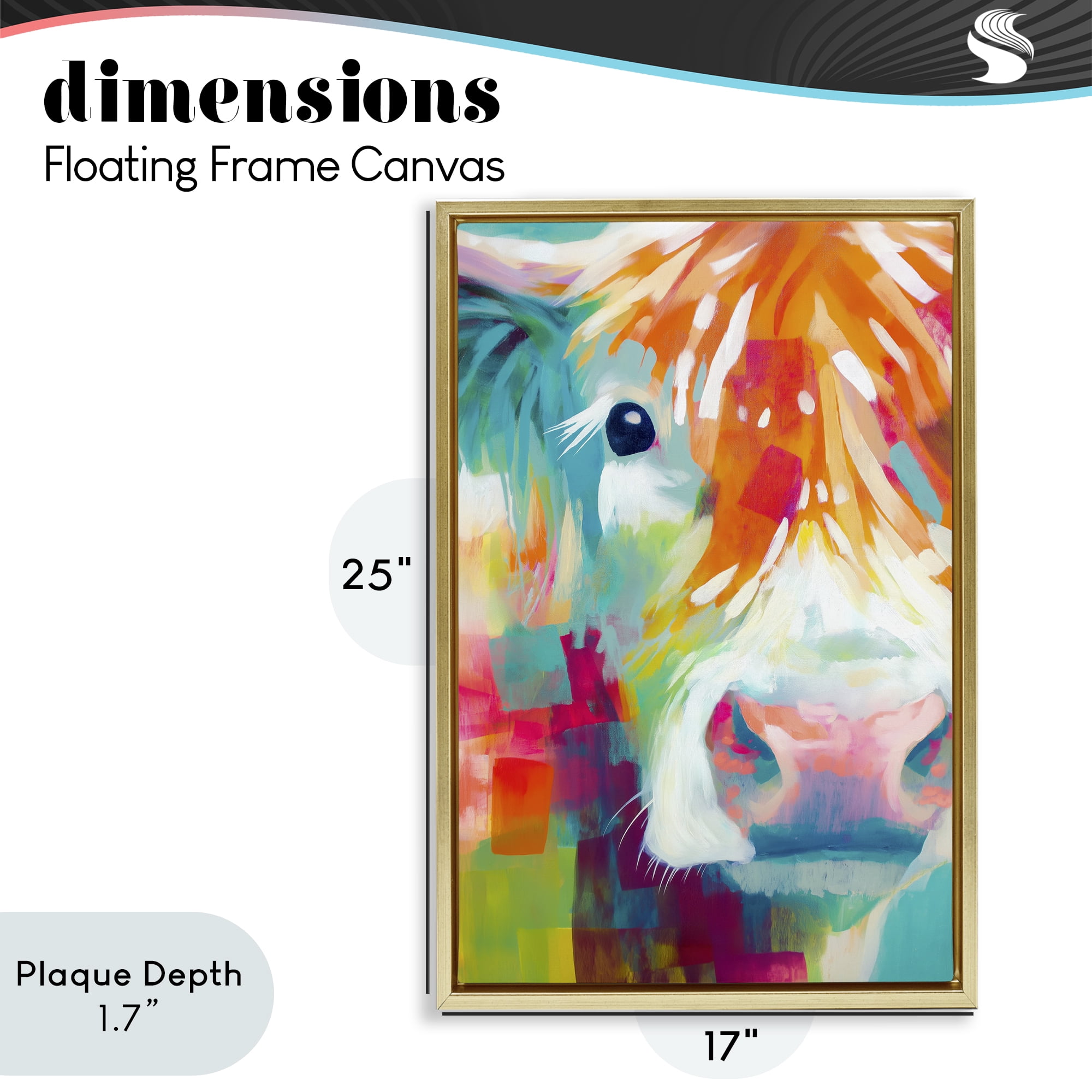 Stupell Industries Highland Portrait in Brights Gold Framed Floater Canvas Wall Art, design by Chromatic Storm Studio