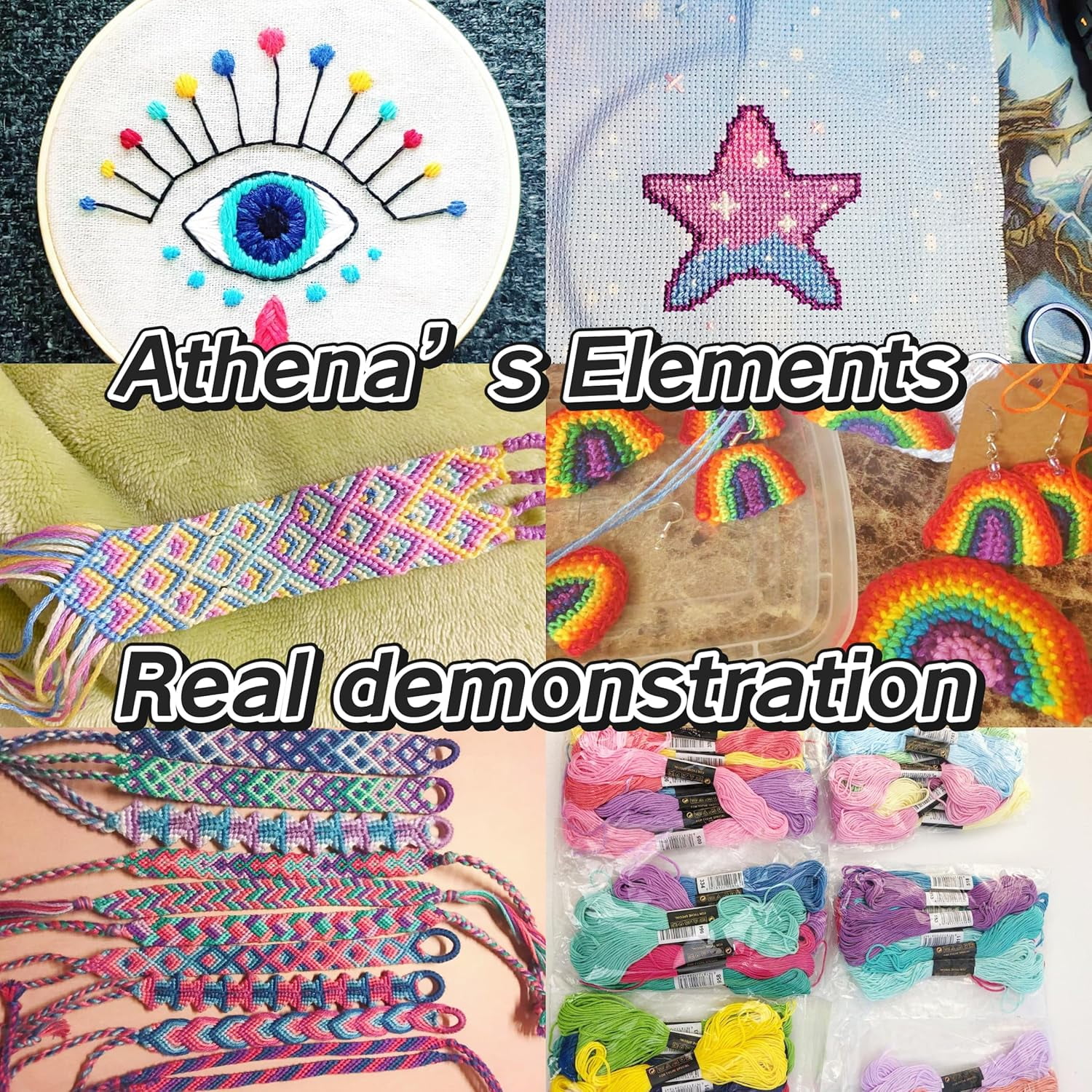 Athena’s Elements Embroidery Floss | Rainbow Thread for Embroidery, Cross Stitch Thread, Crafting Arts Embroidery Strings Bulk（447 Colors）