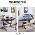 thumbnail image 4 of Yaheetech Height Adjustable Glass Drafting Table & Stool Set with 2 Drawers, Black, 4 of 8