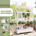 thumbnail image 5 of Wooden Cold Frame Mini Greenhouse with Movable Wheels, Portable Raised Flower Planter Shelf with Transparent Openable Roof & Storage Box for Outdoors, Indoor, Garden, White, 5 of 9