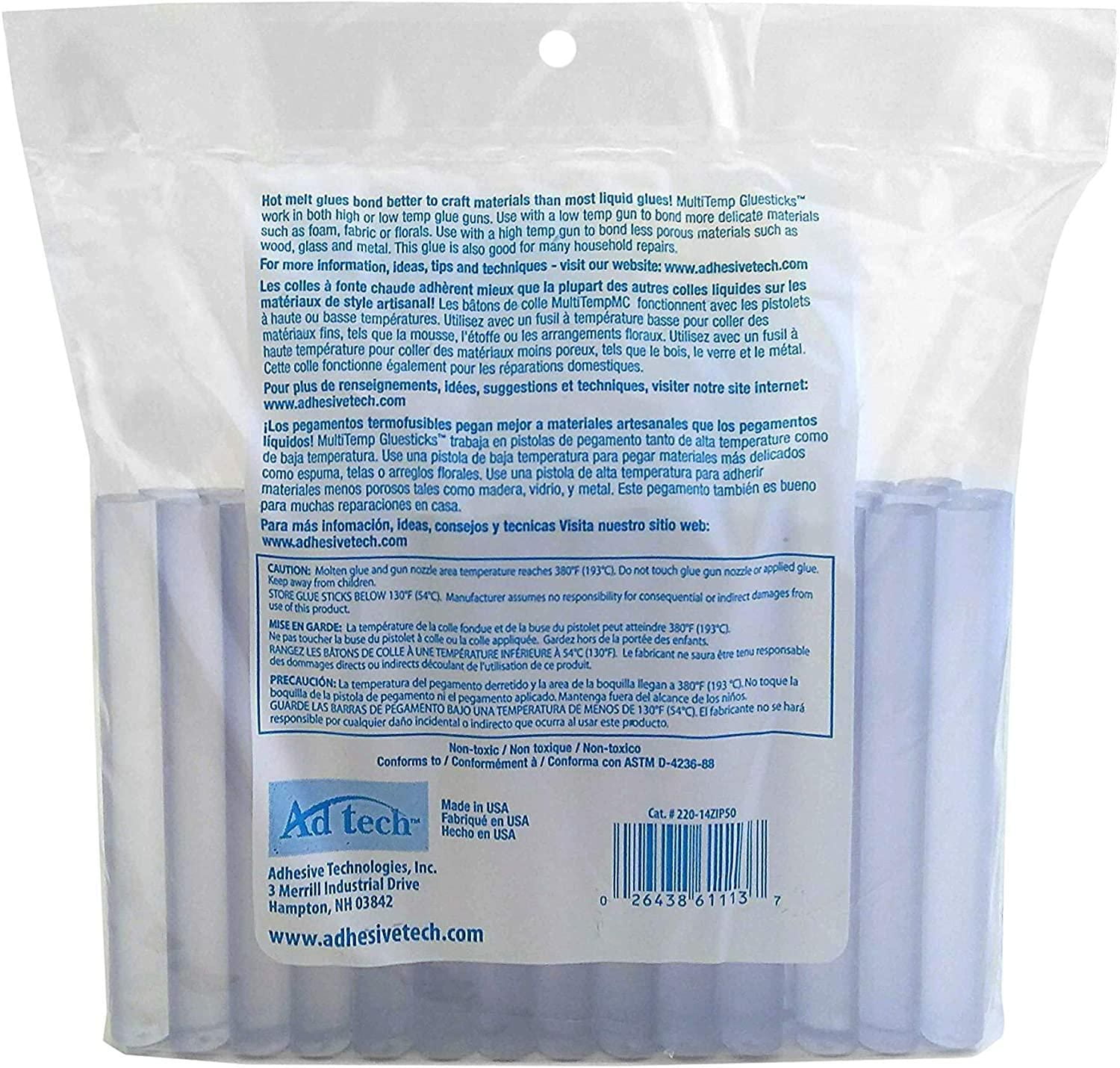 AdTech Crystal Clear Glue Sticks (W220-14ZIP50)  All-Purpose Glue Sticks for Crafting, Scrapbooking & More. Pack of 50, 4 inches Long, 0.44 Inches Diameter