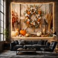 thumbnail image 6 of Autumn Wreath on Rustic Barn Door, Cozy Farmhouse for Harvest Lovers, Seasonal Wall Art, Thanksgiving Hostess Gift, Tapestry Wall Hanging for Living Room and Dining Room, 6 of 7