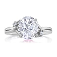thumbnail image 2 of Gem Stone King 925 Sterling Silver White Moissanite 3 Stone Ring for Women (3.03 Cttw, Oval 10X8MM, Gemstone Birthstone, Size 6), 2 of 4