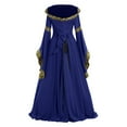 thumbnail image 3 of FEIFLY Vintage Floor Length Dresses Women Square Collar Gothic Dress Solid Color Festival Clothing, 3 of 3