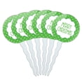 thumbnail image 1 of Merry Christmas Green Polka Dots Cupcake Picks Toppers - Set of 6, 1 of 1