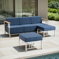thumbnail image 3 of Opohoro 3-Pieces Outdoor Deep Seating Patio Sofa Set, with 10" Thick Cushions and Ottomans for Garden Backyard, Blue, 3 of 11