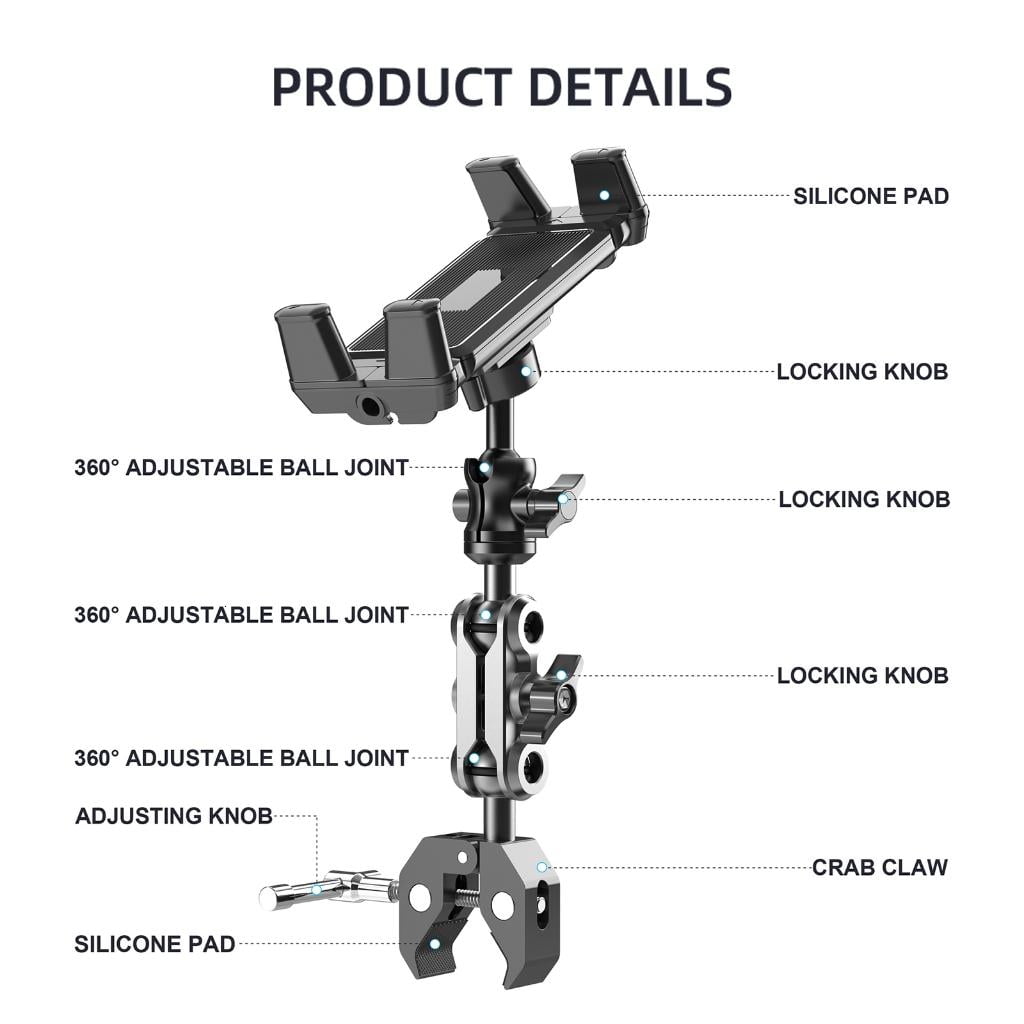 Tablet Holder for Bed Adjustable Tablet Phone Bed Stand Mount 360 Degree