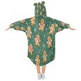 thumbnail image 2 of Wearable Blanket with Sleeves and Pocket Oversized Hooded Sweatshirt 3-14 YR Gingerbread Christmas Theme Pattern L, 2 of 7