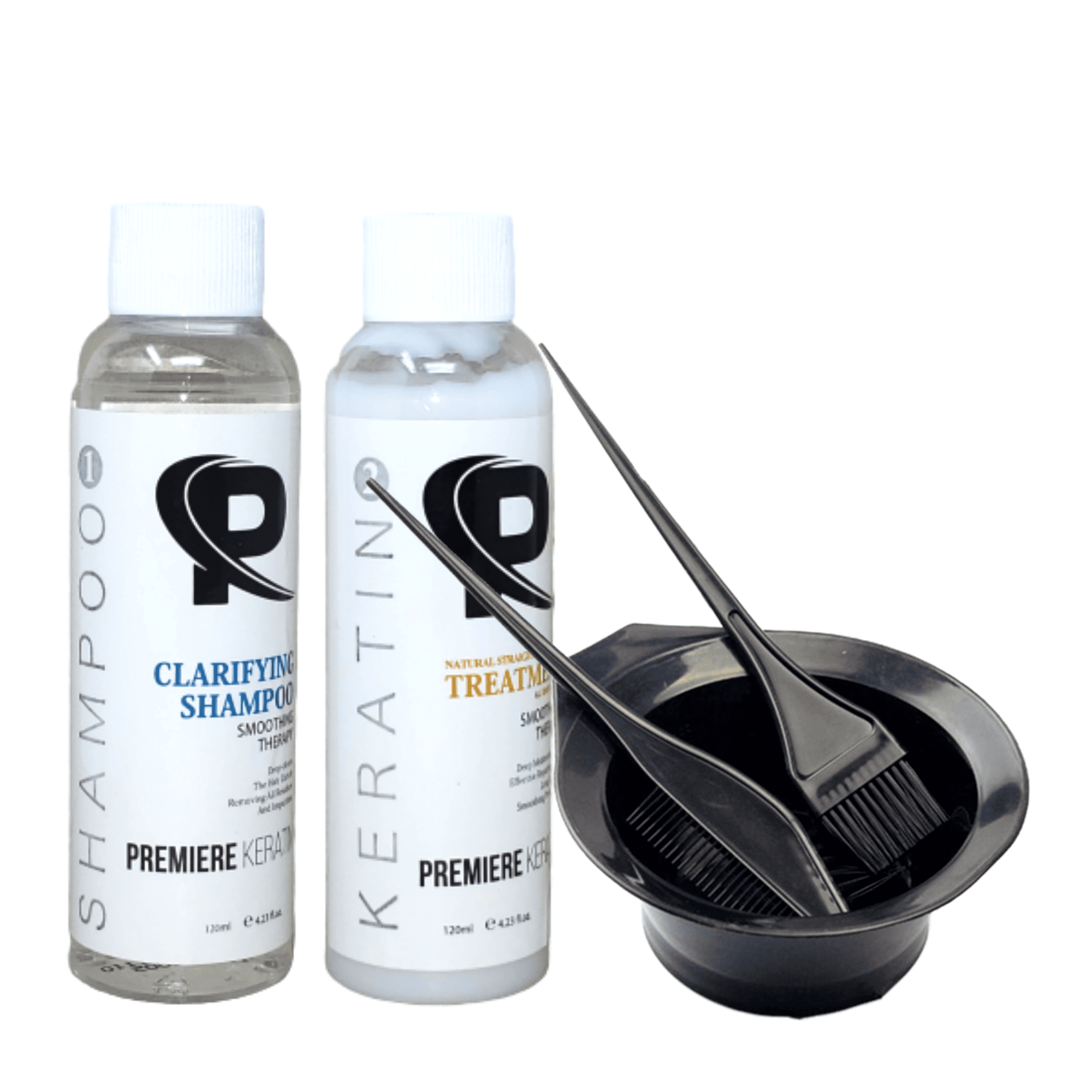 Premiere Keratin  Brazilian Keratin Complex Hair Treatment & Clarifying Shampoo 120ml + 3 PCS Bowl & Brush