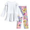 thumbnail image 5 of CAICJ98 Toddler Girl Clothes 2T 3T 4T 5T Kid Fall Outfit Ruffle Long Sleeve Shirt Top Print Pants Little Girls Winter Clothing Set, Size 2-8 Years, 5 of 8