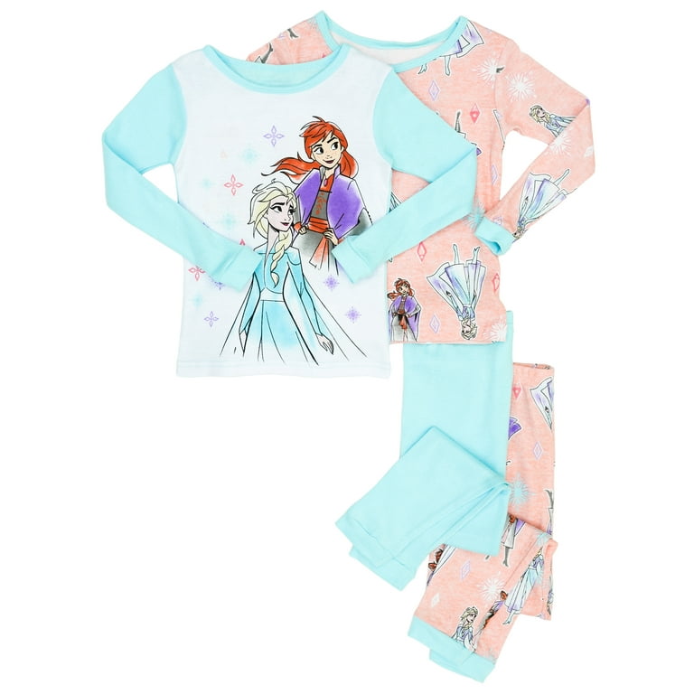 Disney Frozen Elsa Toddler Girls 4 Piece Princess Sleepwear Pajama Set Kind Sisters 3T Walmart