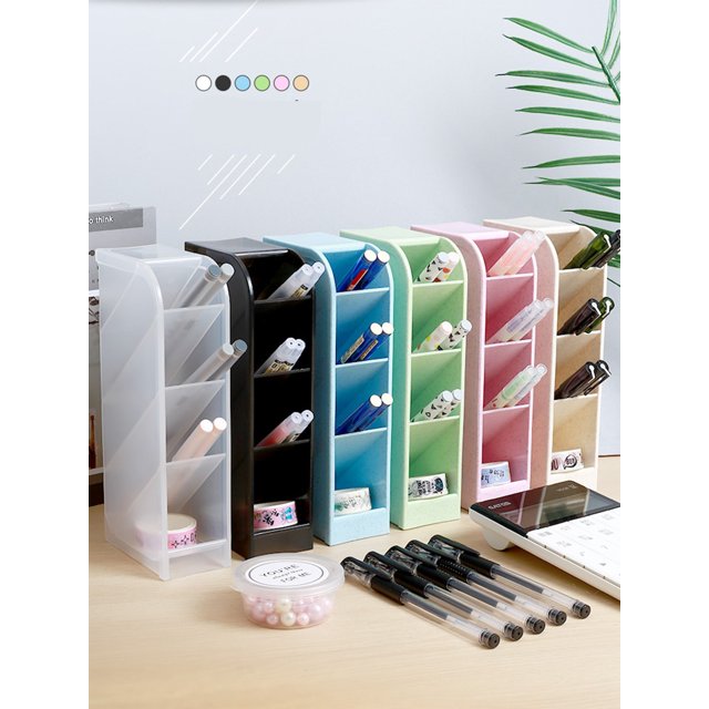 Desk Pen Holder Pencil Makeup Storage Box Kawaii Large Capacity Desktop Organizer Stand Case School Office Stationery