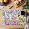 thumbnail image 2 of Placemats Set of 6, Blue Purple Gnomes Woven Placemat, Linen Place Mats for Kitchen/Dining Tables, Spring Hydrangea Flower Leaf Green Plaid Washable Table Mats for Party, 2 of 8