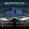 thumbnail image 2 of HP 14" EliteBook 845 G8 FHD Business Laptop, AMD Ryzen 5 PRO 5650U Processor, 16GB RAM, 512GB PCIe SSD, Backlit Keyboard, Fingerprint Reader, Win 10 Pro, Silver, 32GB Hotface USB Card, 2 of 7