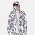 thumbnail image 4 of Daiia Violets Flowers UPF 50+ Sun Protection Hoodie Jacket Lightweight Long Sleeve Sun Shirt for Women Men with Pocket Hiking Outdoor-Small, 4 of 9