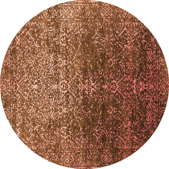 Ahgly Company Indoor Round Oriental Orange Industrial Area Rugs, 7' Round