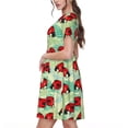 thumbnail image 2 of Fotbe Red Ladybugs And Leaf Vestido Largo de Moda para Mujer, Vestido Tipo Camiseta con Manga Corta y Estilo Casual a Rayas y Bloques de Color, 2 of 6