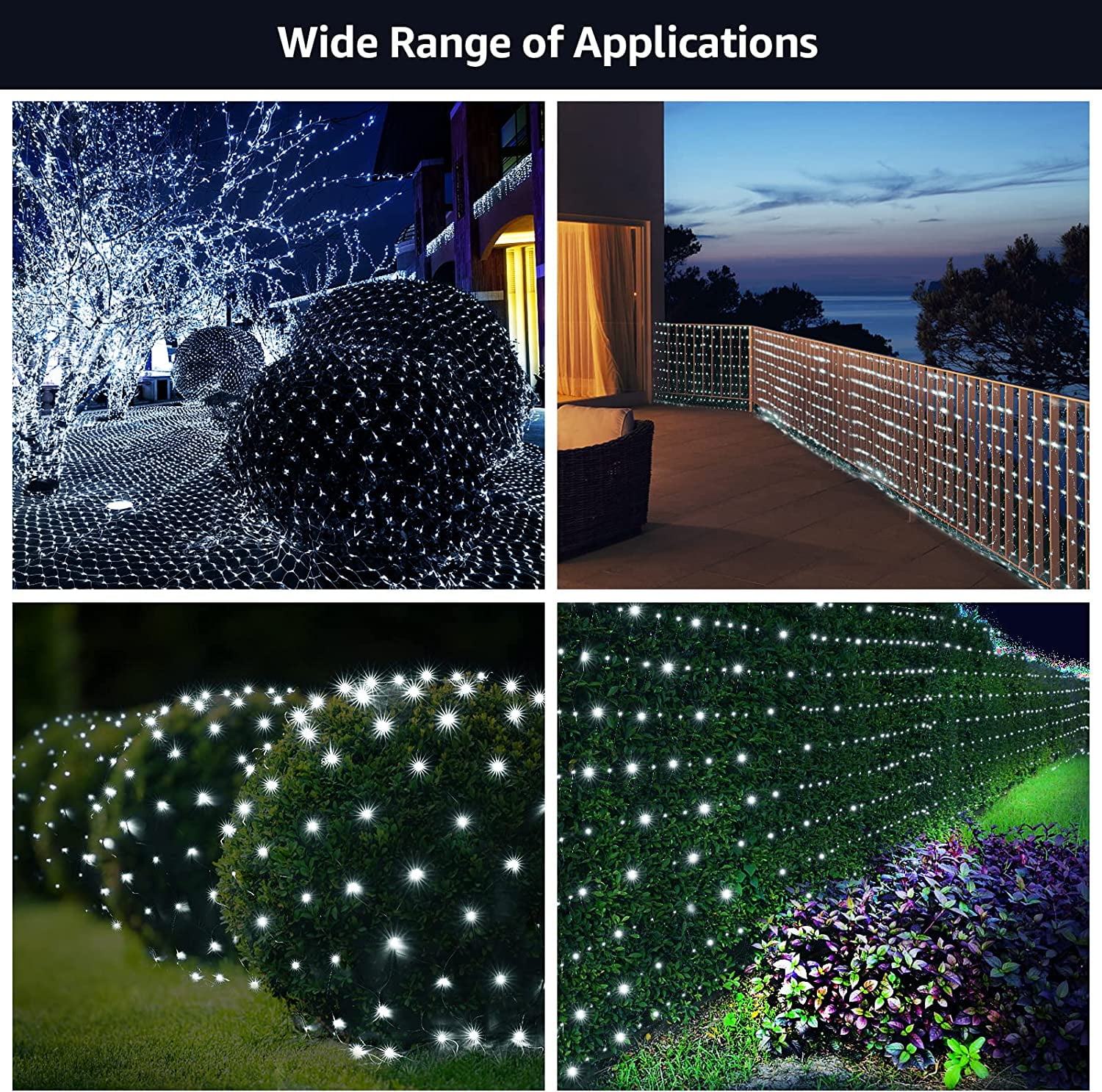 Christmas Net Lights 96 LED 6.5ft x 9.8ft Outdoor Christmas Bush Lights with 8 Modes, Connectable, Waterproof and Durable for Trees, Bushes, Christmas Decorations, Cool White
