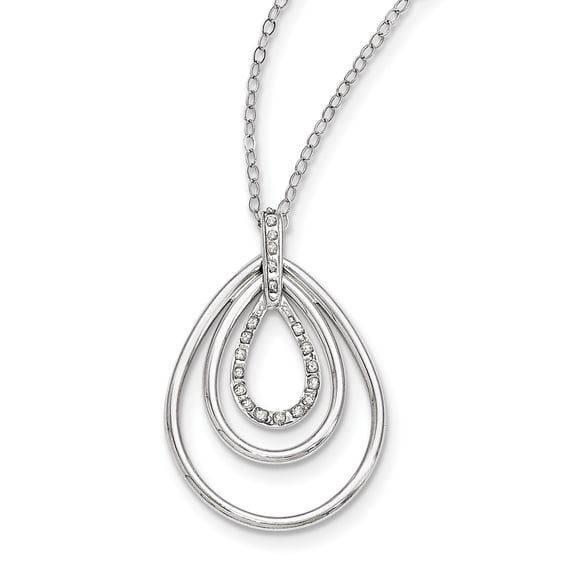 Diamond Fascination  Diamond Mystique Sterling Silver Platinum-plated Diamond Triple Teardrop 18 Inch Necklace