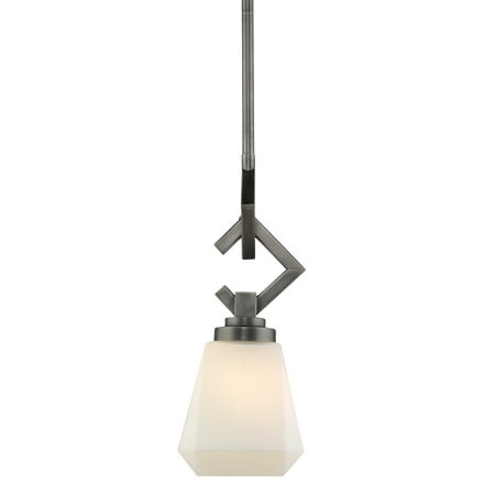 

Hollis Mini Pendant in Aged Steel with Opal Glass