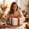 thumbnail image 2 of Orange Black Spiderweb Gift Wrapping Ribbon, Halloween Wired Edge Craft Ribbon for Fall Wreath DIY Decor, 141.73x2.48in, 2 of 6