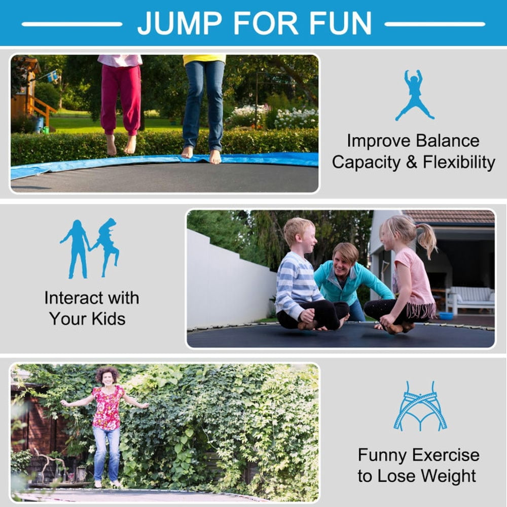 Demifill 14 Feet Outdoor Trampoline Bounce Combo, Trampoline with Safety Closure Net Ladder, Blue