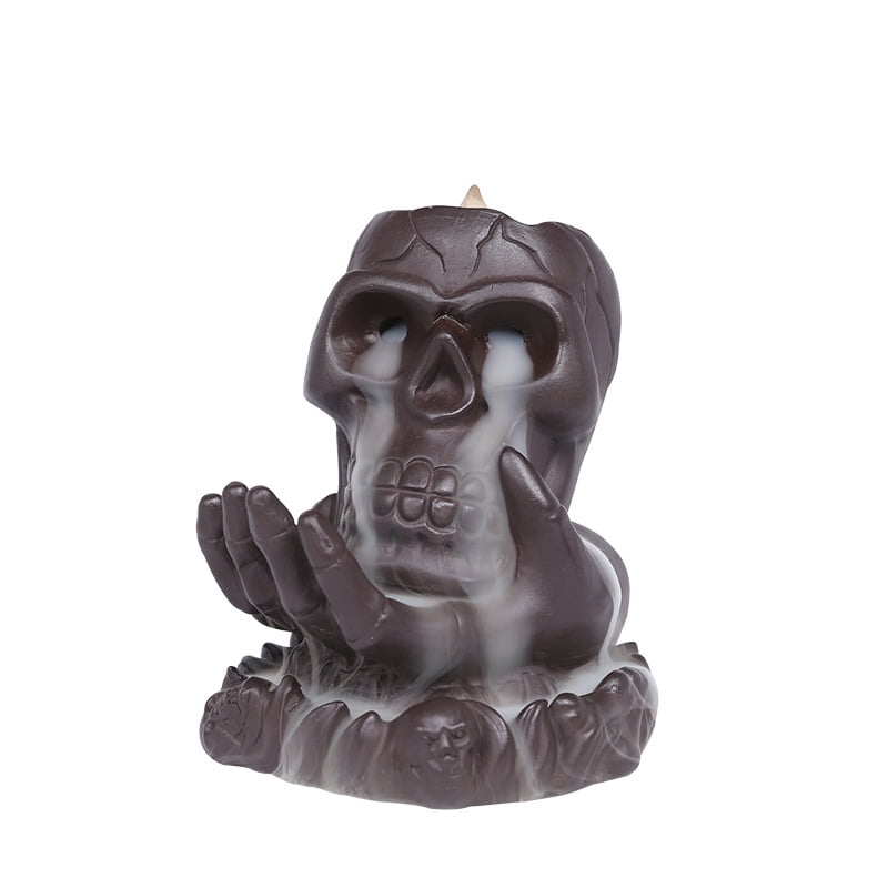 Skull Incense Burner Holder Ceramic Backflow Incense Burner Insencents Holder Home Decor Aromatherapy