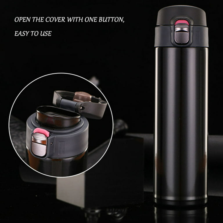 Stainless Steel Bounce Cover Insulation Cup Double Layer Vacuum Handy Water Cup Black Stainless Steel Water Bottle Pop Up Vacuum Insulated Portable