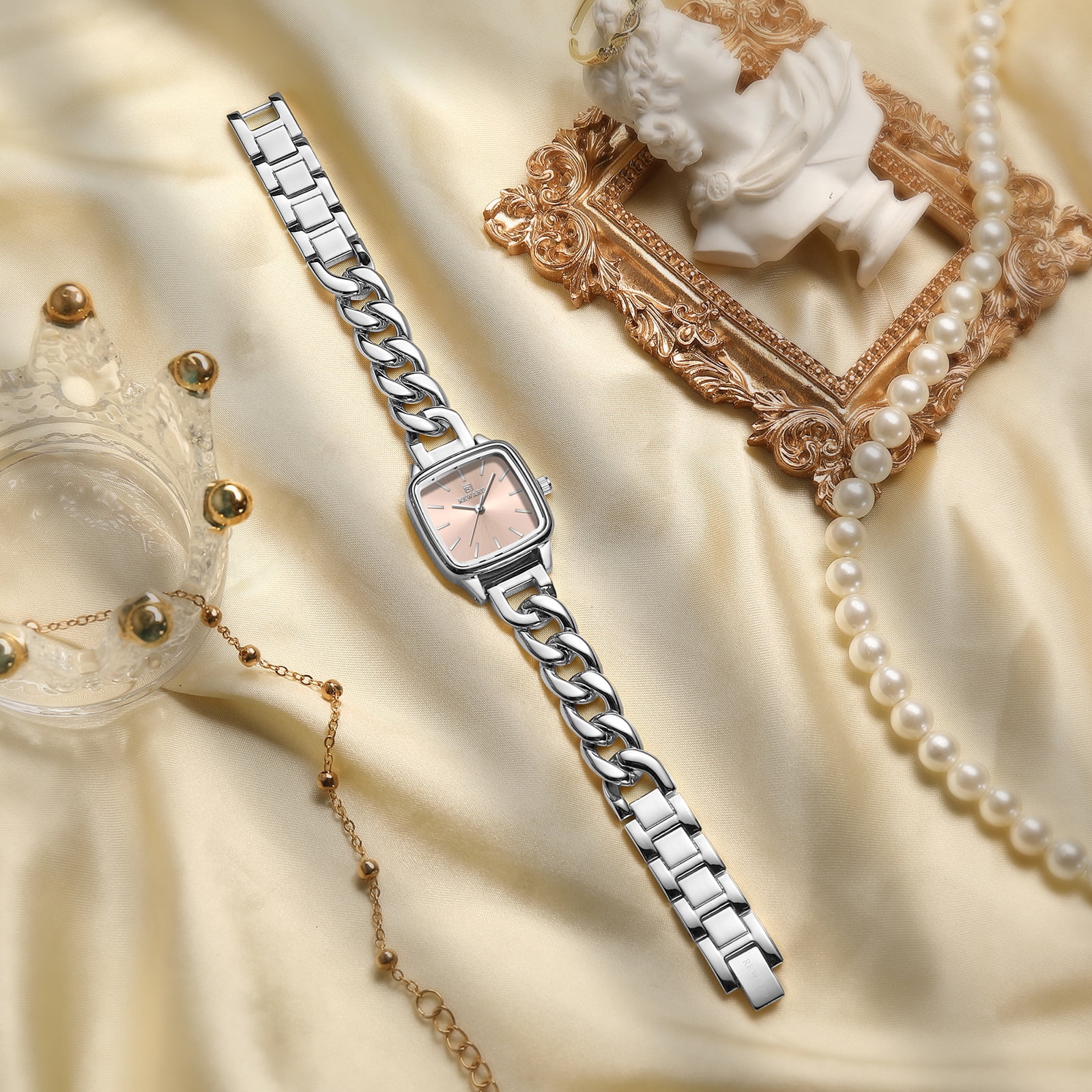Watches Women with Date Silver Stainless Steel Luxury Ladies Watches with Small Writs Diamond for Women Waterproof Elegant Dress Quartz Analog Women's Wrist Watches Reloj de Mujer