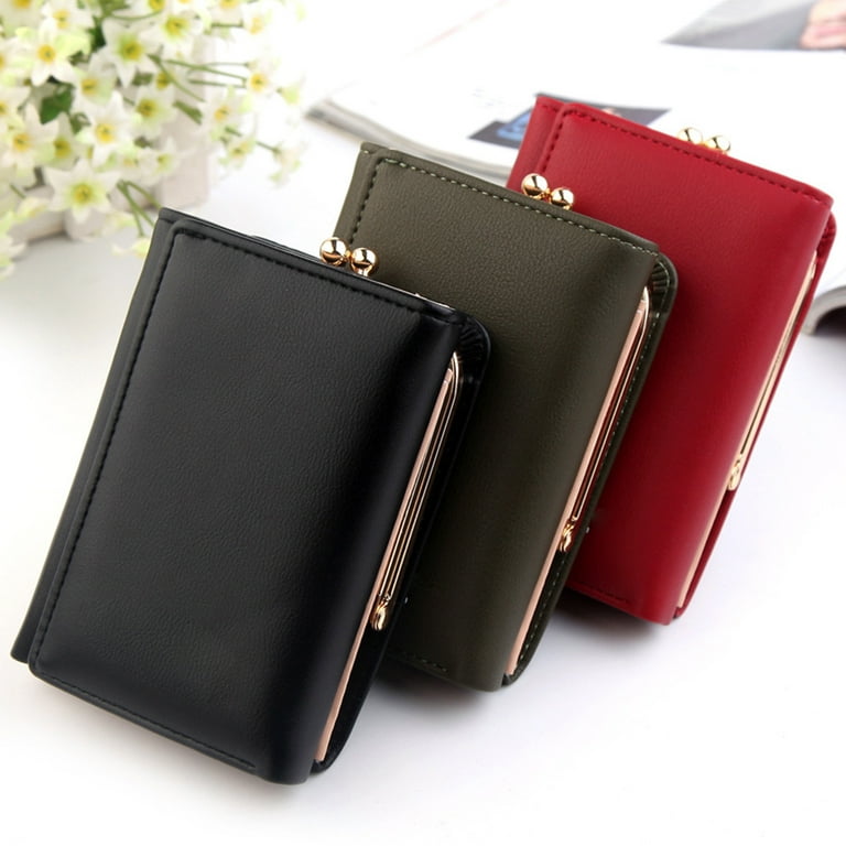 Walbest Womens Korean Style Faux Leather Trifold Short